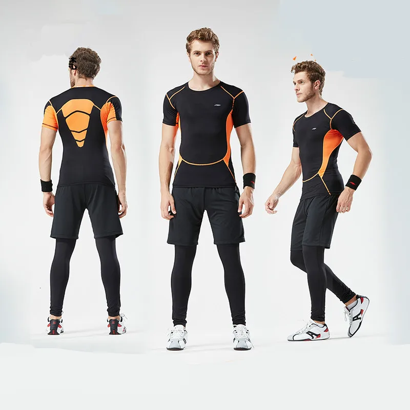 Мужские спортивные костюмы для занятий спортом фитнесом бегом набор короткие