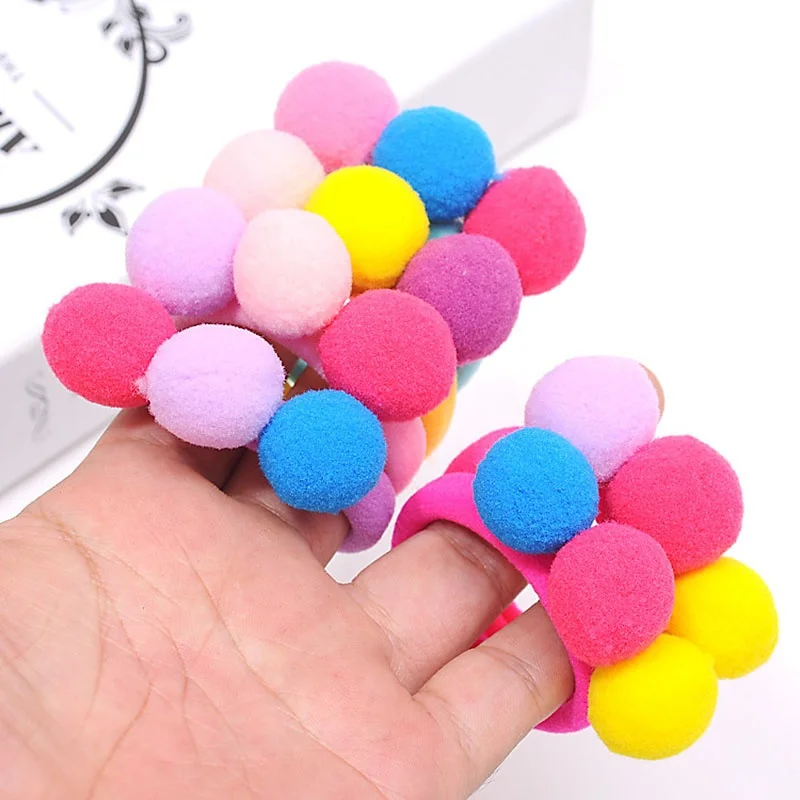 

LNRRABC new hair pins Bands Baby pin Tie Girl Rope Color Elastic Candy Child Ball Accessories Hair Head 5pcs hair jewelry