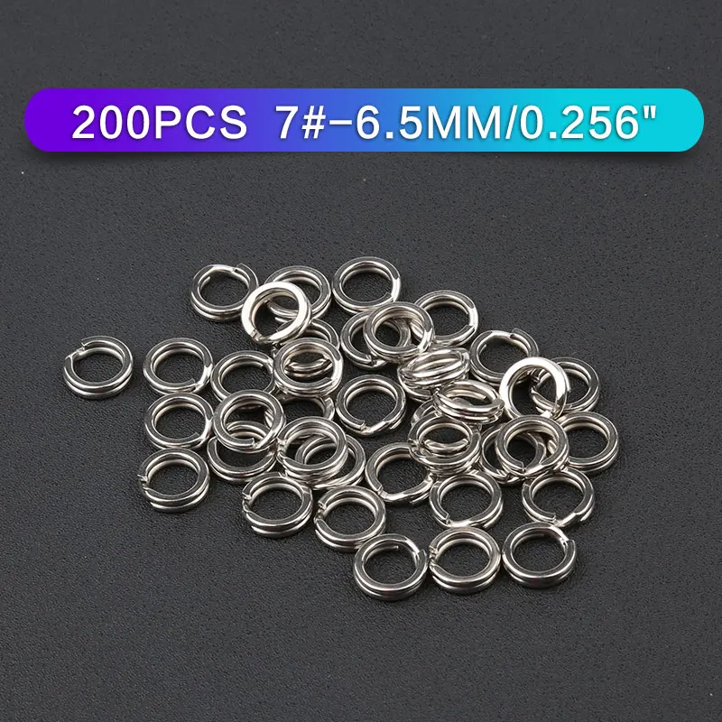 200pcs size7 Нержавеющая сталь Рыбалка Разделение кольца приманка твердых серебряное кольцо Петля для пустой воблер ящик для инструментов металлический брелок для ключей Разделение кольца 50/200 шт - Цвет: 200pcs size7