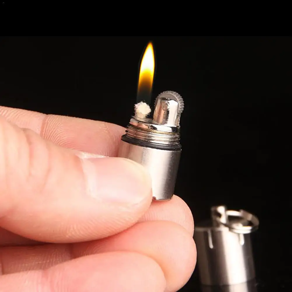 

Mini Compact Kerosene Lighter Key Chain Capsule Gasoline Lighter Inflated Keychain Petrol Lighter Outdoor Tools