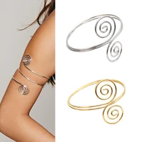punk bohemian metal swirl spiral upper arm open cuff bracelet bangle adjustable armlet armbands gypsy turkish party jewelry