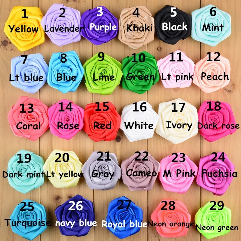 Атласная лента с цветами розы 30 шт./лот 2 36 дюйма свернутые розетки для