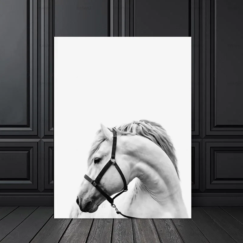

New Arrive Minimalist White Horse Canvas Painting Animals Posters Pictures Decorative Prints Wall Art Photo for Living Room Home