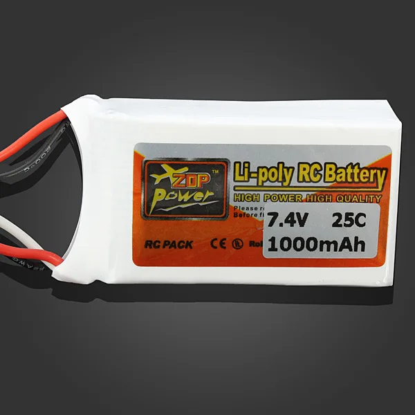 Аккумулятор ZOP Power LiPo 7 4 В 1000 мАч 25C JST разъем для радиоуправляемого квадрокоптера