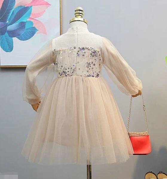 2018 wholesale Autumn Girls 90-140 children clothes Korean version Western style beautiful sweet Sequin princess dress Y2898 | Детская