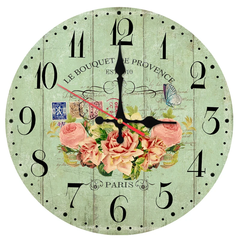 hot sale bamboo wooden wall clock quartz watches classic home decoration living room wall sticker Antique style circle clocks