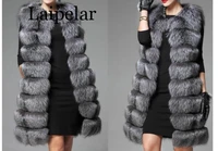 laipelar 2019 leather grass animal skin faux fox vest lady in the long section 90 cm vest animal fur fashion warm thick