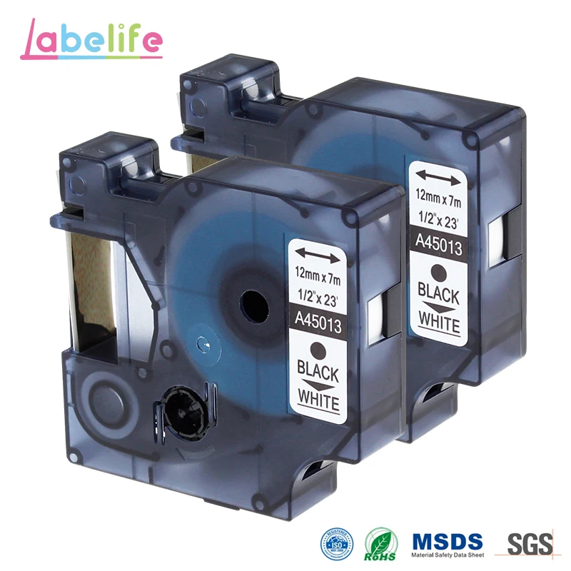 Labelife 2 упаковки совместимый с DYMO D1 S0720530 45013 запечатанная лента для маркировки Dymo 12