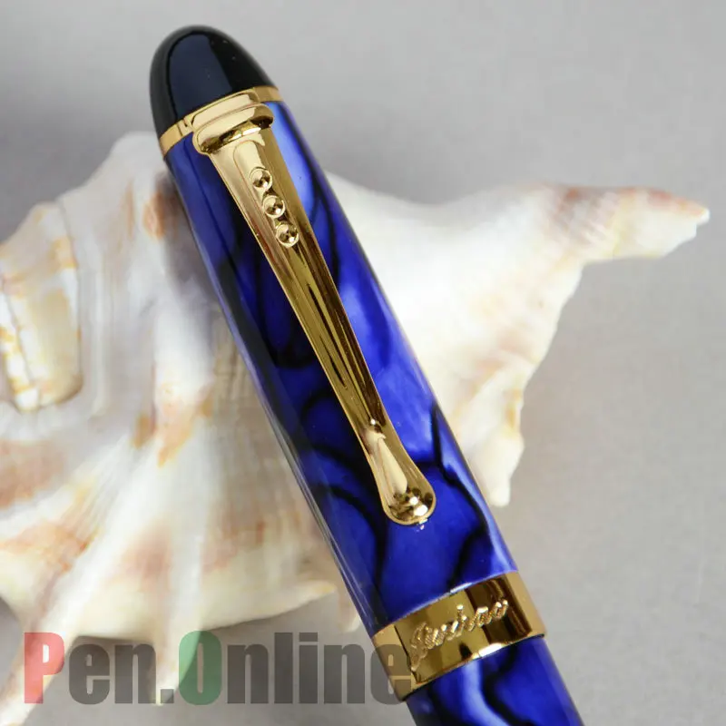 JINHAO X450 Королевского синего цвета мрамора и золотистого перо с широким основанием