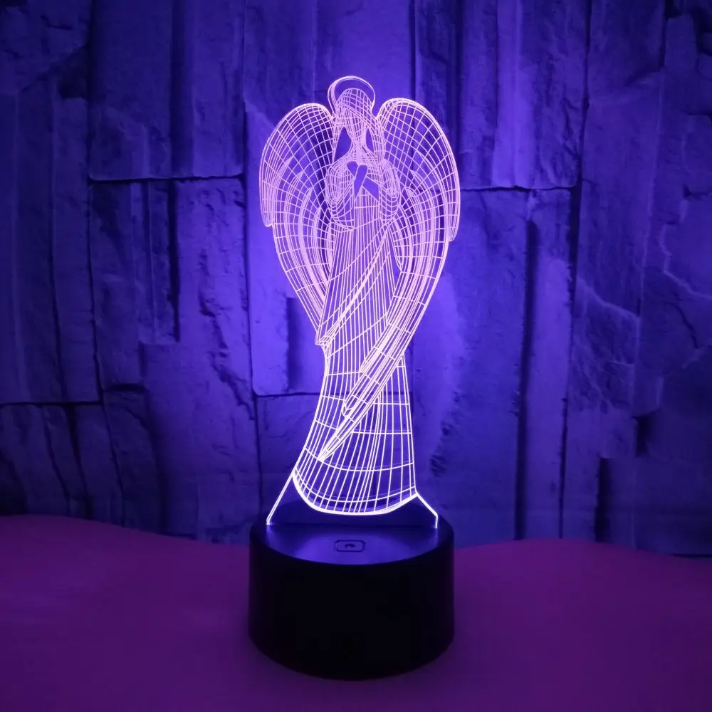 Настольная лампа Angel 3d ночник с дистанционным управлением сенсорный цветной