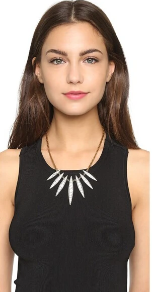 JC100 Новый Серебряный Дурман Спайк Ожерелье Мода Марка Кристалл Листьев Подвеска