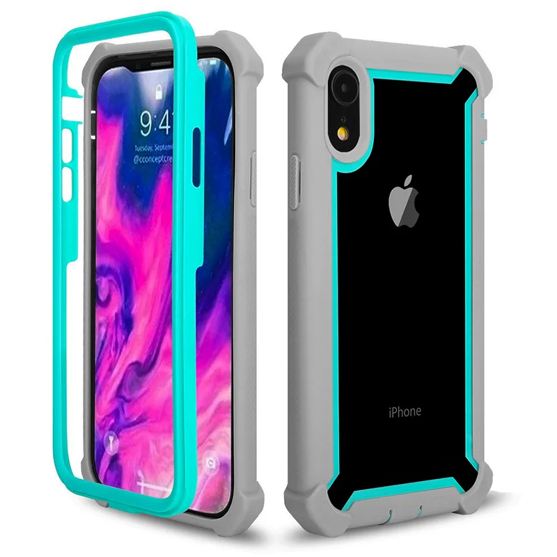 360 градусов угловая Подушка противоударный чехол для iPhone X XR XS Max 6 6S 7 8 Plus чехол TPU защитные бесплатные чехлы с закаленным стеклом