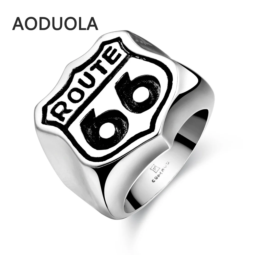 Кольцо из нержавеющей стали Route 66 Mother Road в стиле панк Ретро Винтажные байкерские