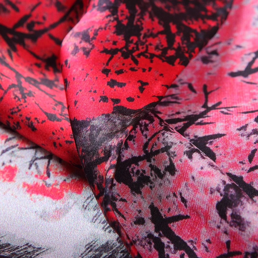 [BYSIFA] Весна Осень длинный шелковый шарф для женщин Элегантный бежевый красный