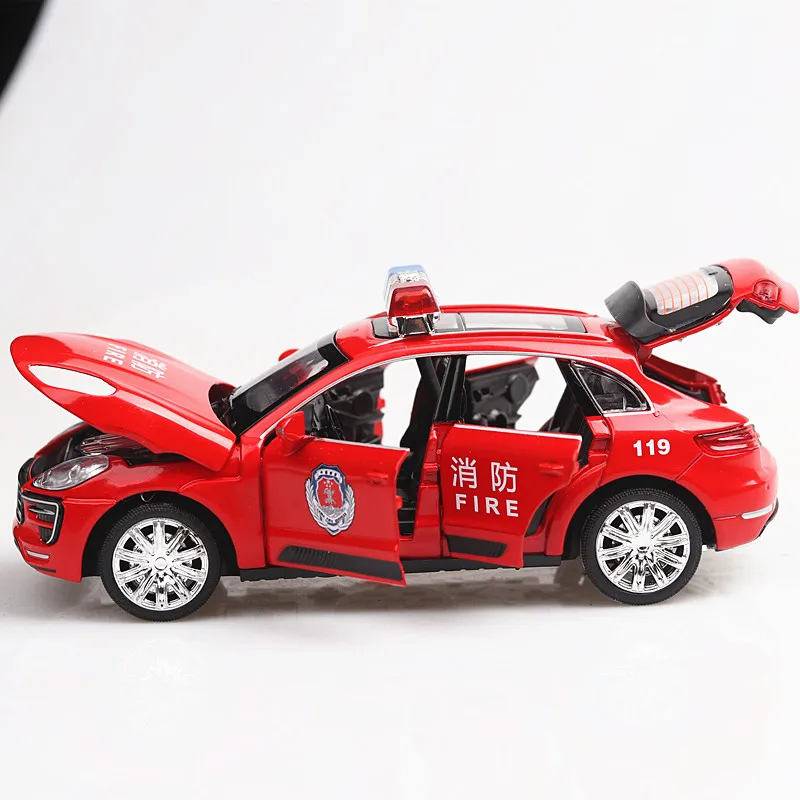 1:32 Macan полицейский пожарный автомобиль Diecasts& Toy Vehicles модель автомобиля со звуком и светильник игрушки для мальчика Детский подарок brinquedos
