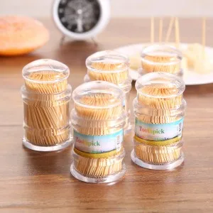 

Simple Natural portable bottled canned bamboo toothpick box with toothpicks 4.8*8cm free shipping