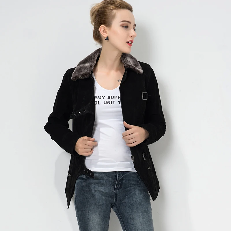 S-4XL женская кожаная куртка из свиной кожи мотоциклетная натуральной Женская с