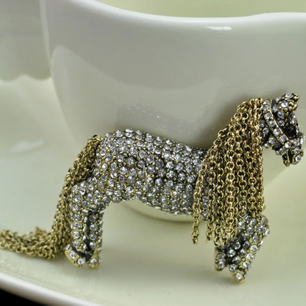 Брошь в виде лошади из камушков и бронзовых цепочек.|brooch pins vintage|brooch pinshorse brooch |