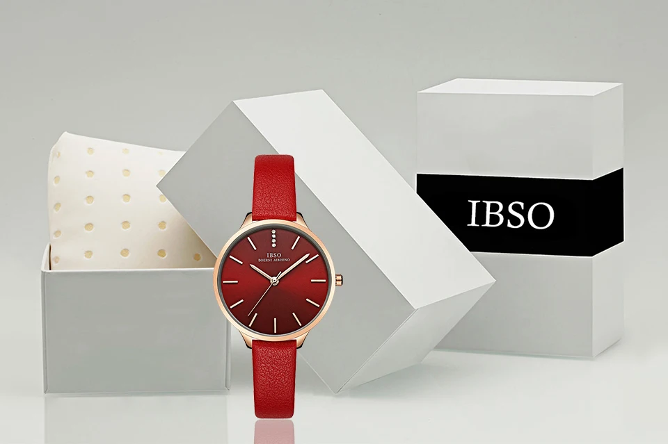 IBSO, новинка, модные ультра-тонкие женские часы, кожаный ремешок, стразы, кварцевые часы для женщин, Роскошные, reloj mujer azul Montre Femme