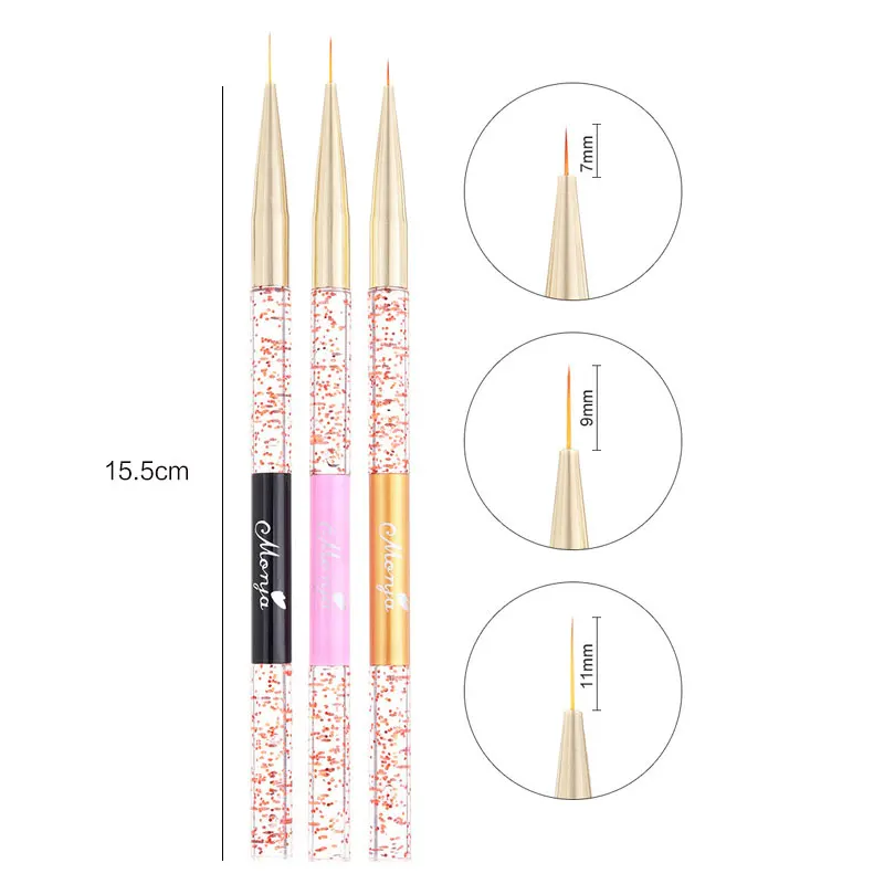 3pc/Set Nail Art UV Gel Makeup Brushes 3D DIY Paint Drawing Polish Brush Pen Fingernail Design Tips Dotting Manicure Tools | Красота и