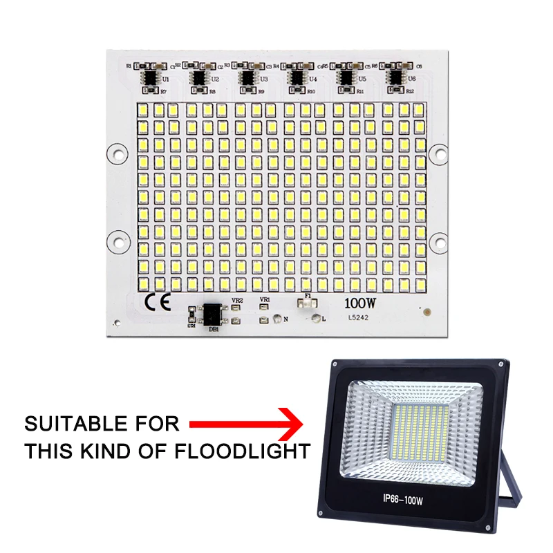 Smart IC светодиодный чип лампы SMD 2835 220 V 10 W 20 30 50 100 Мощность прожектор