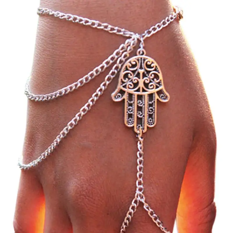 12pcs/lot Women Asymmetric Bracelet With Finger Tassels Hands Design Wrist Chains Wedding Party Jewelry jb238 | Украшения и