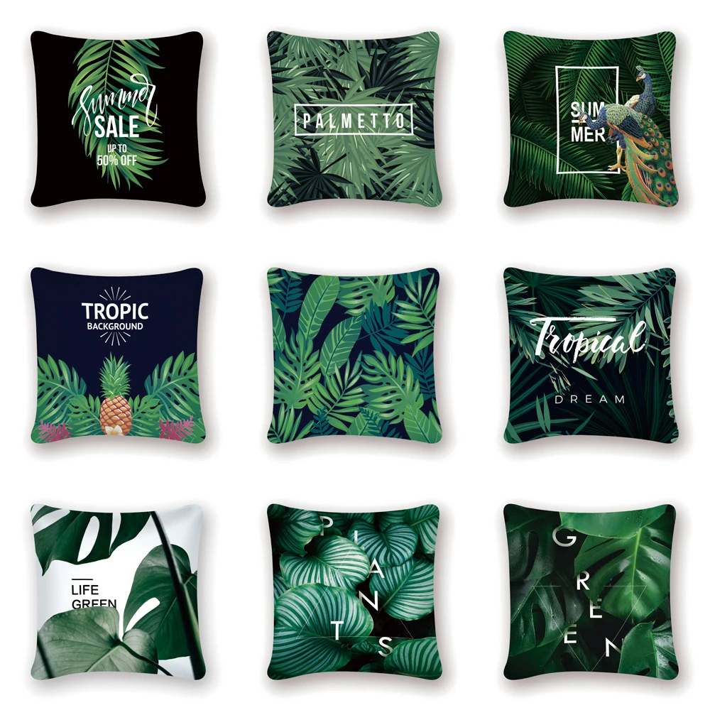 

Tropical Pineapple Monstera Summer Cushion Cover 45*45Cm Polyester Throw Pillows Sofa Home Decoration Cojines Tropicales