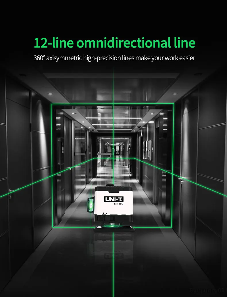 UNI-T 8 Lines 12 Lines 3D Laser Level 360 Degre Horizontal Vertical Cross Powerful Green Laser Beam LM572 LM573G LM573LD LM580G