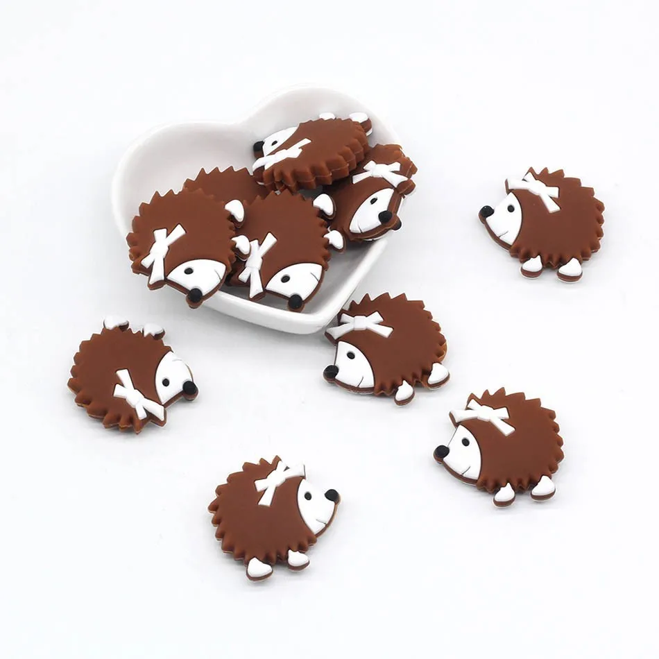 Chocolate 10pc 10 шт. без БФА, силиконовый бисер, Товары для малышей, игрушки для прорезывания зубов, собака, Койот, пингвин, лебедь, ежик, корона, Силиконовый грызунок, детский Прорезыватель - Цвет: Chocolate 10pc