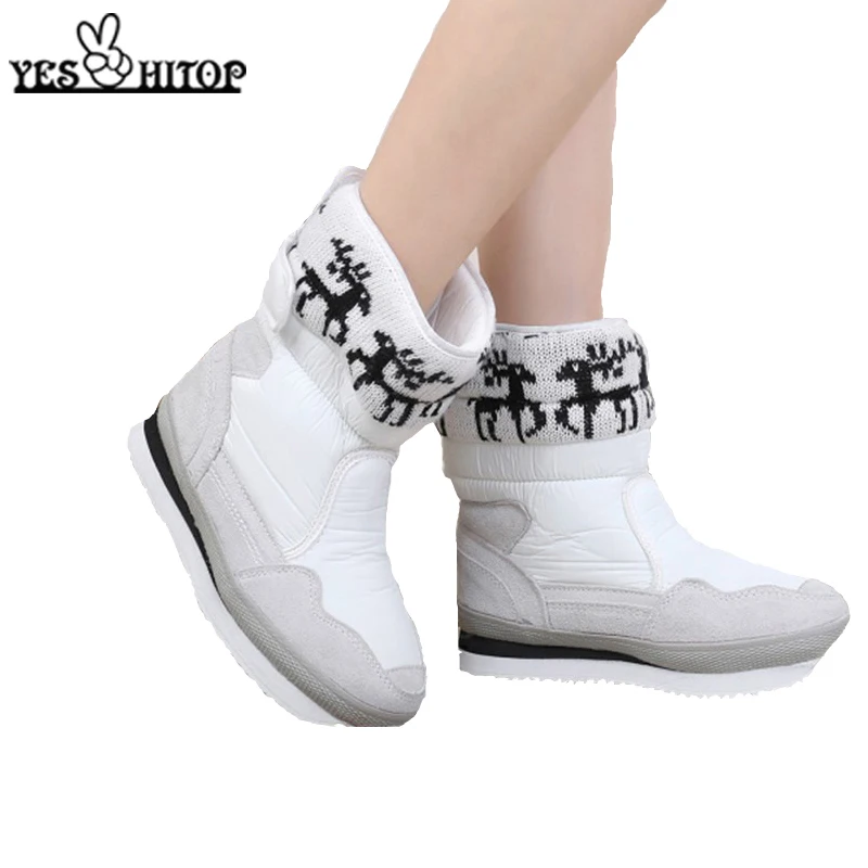 2017 абсолютно новый стиль! Белые зимние сапоги на застежке-липучке женские