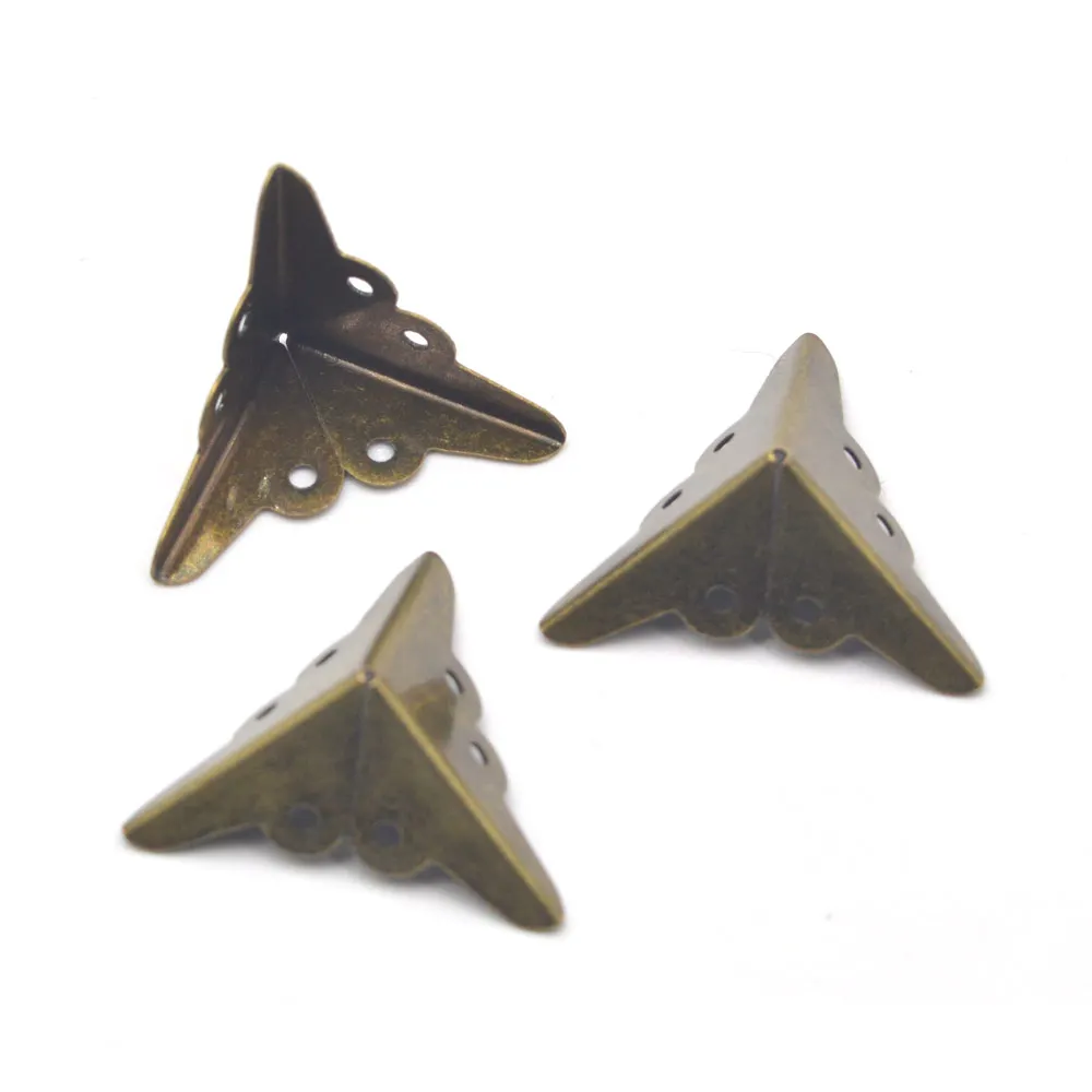 18mm x18mm x25mm KALASO 20 шт. антикварная шкатулка для украшений угловой деревянный чехол защита углов бронзовый тон цветочный узор резной металл домашний декор ремесла - Цвет: 18mm x18mm x25mm