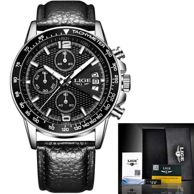 L silver black Relogio masculino LIGE мужские часы Топ бренд класса люкс модные повседневные кварцевые часы для мужчин спортивные полностью стальные водонепроницаемые наручные часы для мужчин - Цвет: L silver black