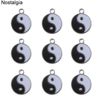 nostalgia 10pcs enamel tai chi yin yang pendant charms religious jewlery making