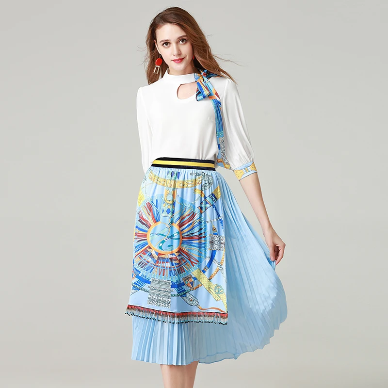 Женский комплект из 2 предметов блузка с коротким рукавом и бантом +