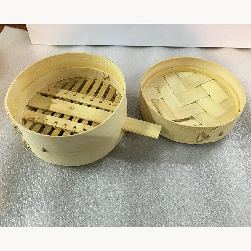 2 шт бамбуковая мини пароварка корзина с крышкой и ручкой 3 5 дюймов для супа
