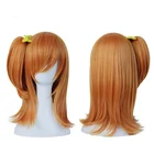 Аниме Love Live! Короткие, оранжевые, светлые, конский хвост, термостойкие волосы, косплей, костюм, парик + заколка-бант