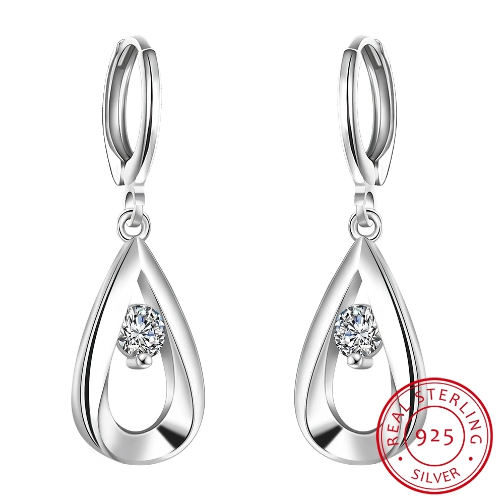 Серьги женские из серебра 925 пробы с фианитом|Серьги-подвески| |