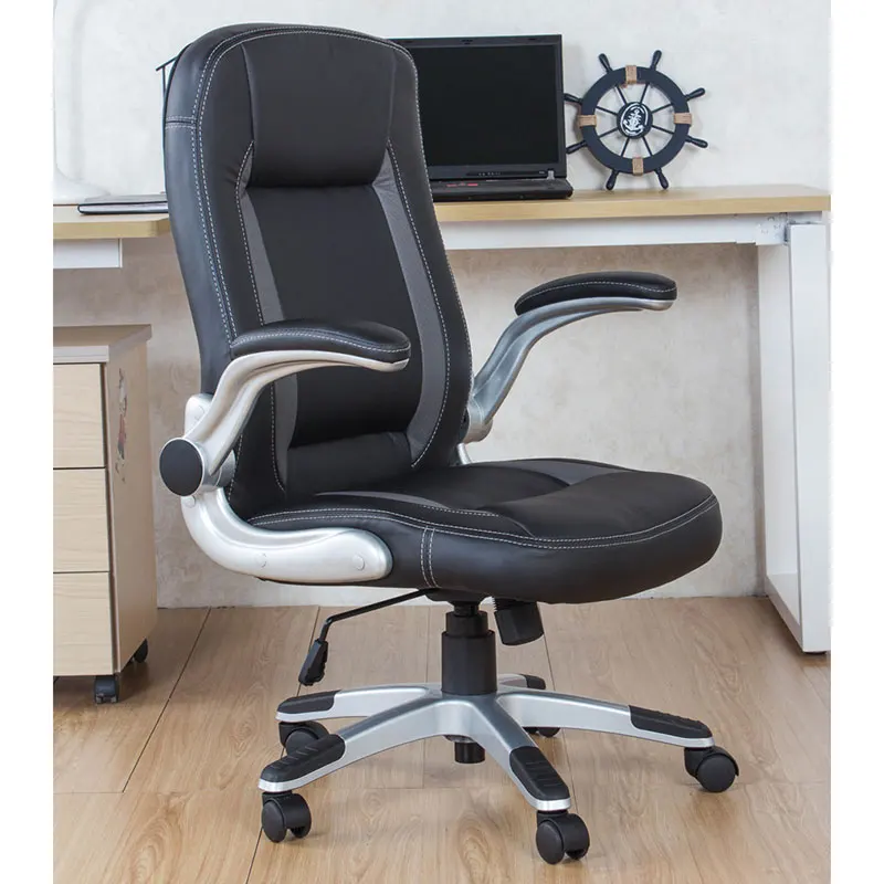 Компьютерный стул 360 градусов Поворотный обтекаемый кожаный офисный высокая