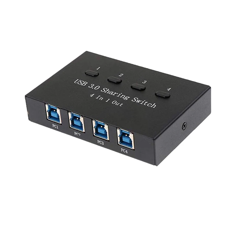 Usb-концентратор 3,0, usb-коммутатор, KVM коммутатор, адаптер, коробка, 4 компьютера, 1 usb-устройство, концентратор, принтер, сканер