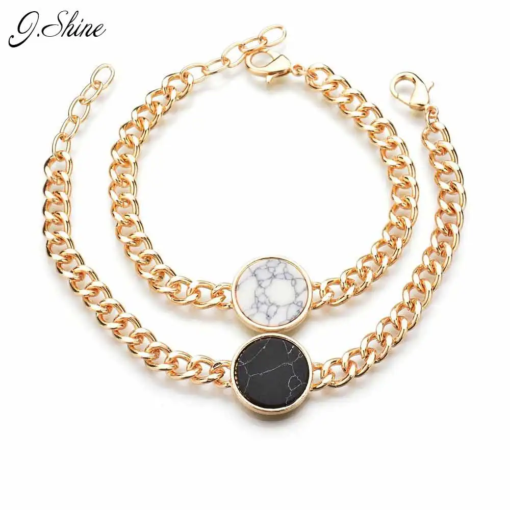 Золотой Цвет Толстый металлический браслет цепочка геометрические массивные