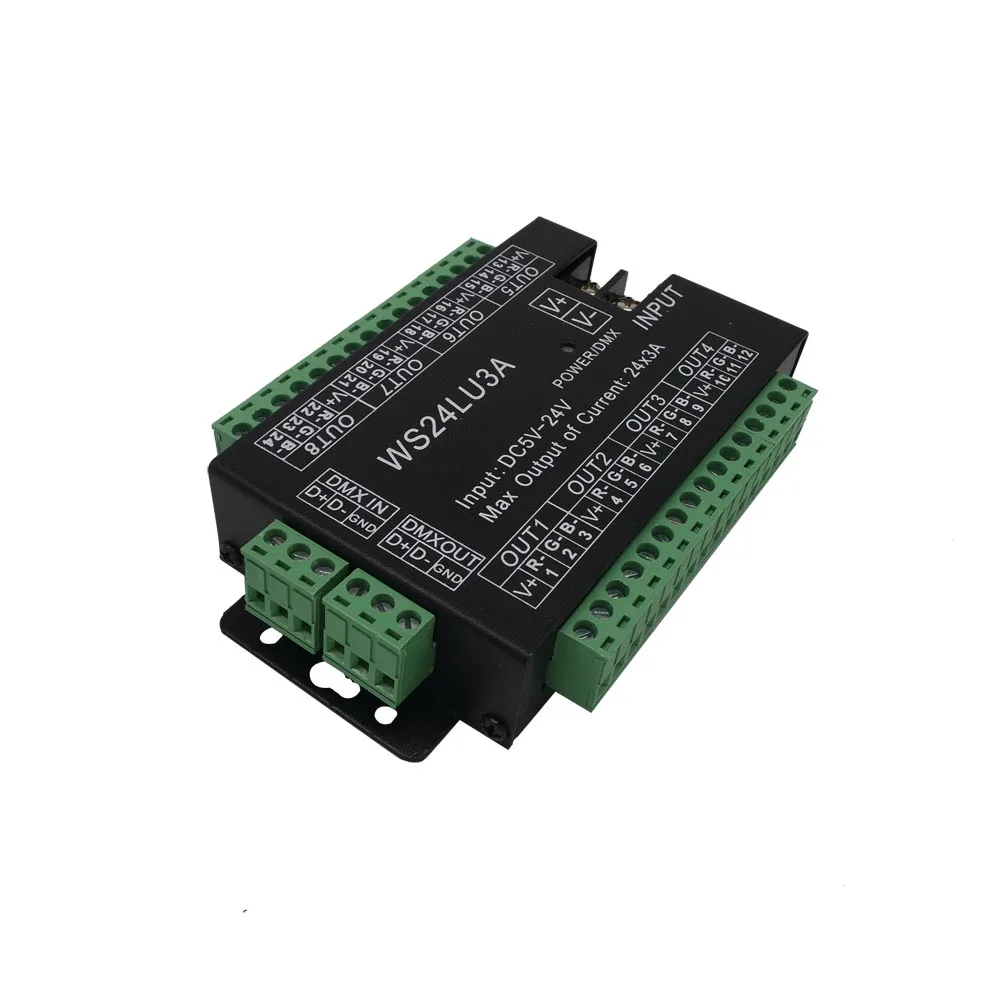 DC5 24V WS24LU3A 24CH DMX контроллер 512 декодер RGB светодиодная лента модуль самосвал 24x3A
