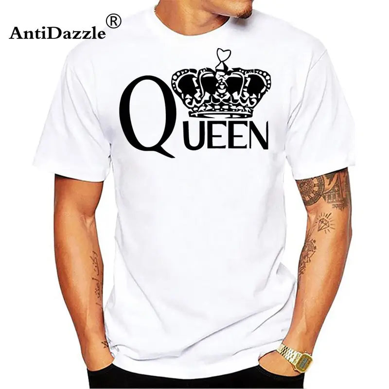 Модные queen с буквенным принтом Мужская футболка 2018 г. летняя хлопковая тонкая