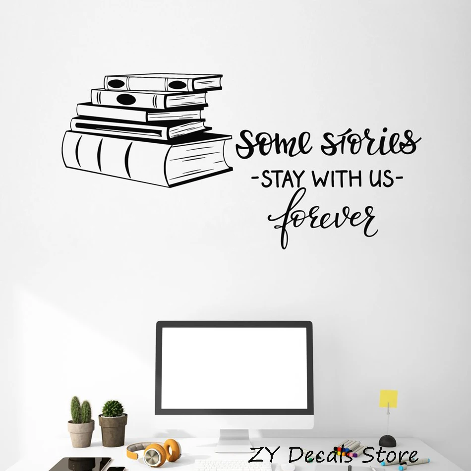 

Books Shop Wall Decals Quote Library Reading Room Decor Art Stickers Mural Self Adhesive Book Wall Sticker Child Bedroom S639