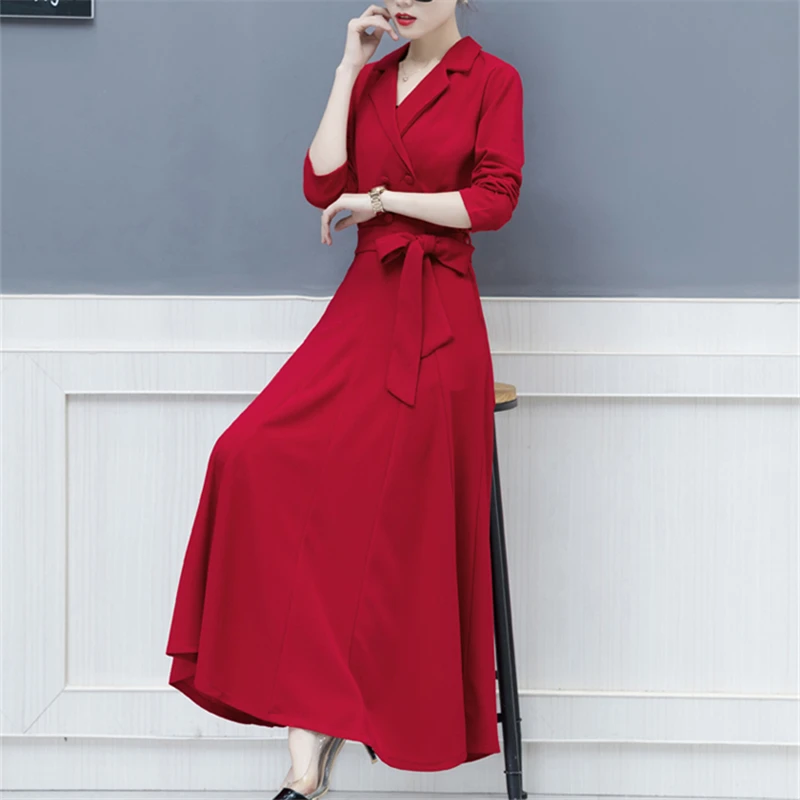 Women Dress Elegant Spring Autumn New Long sleeve Red Black Plus size Vestidos Dresses Robe Femme Party | Женская одежда