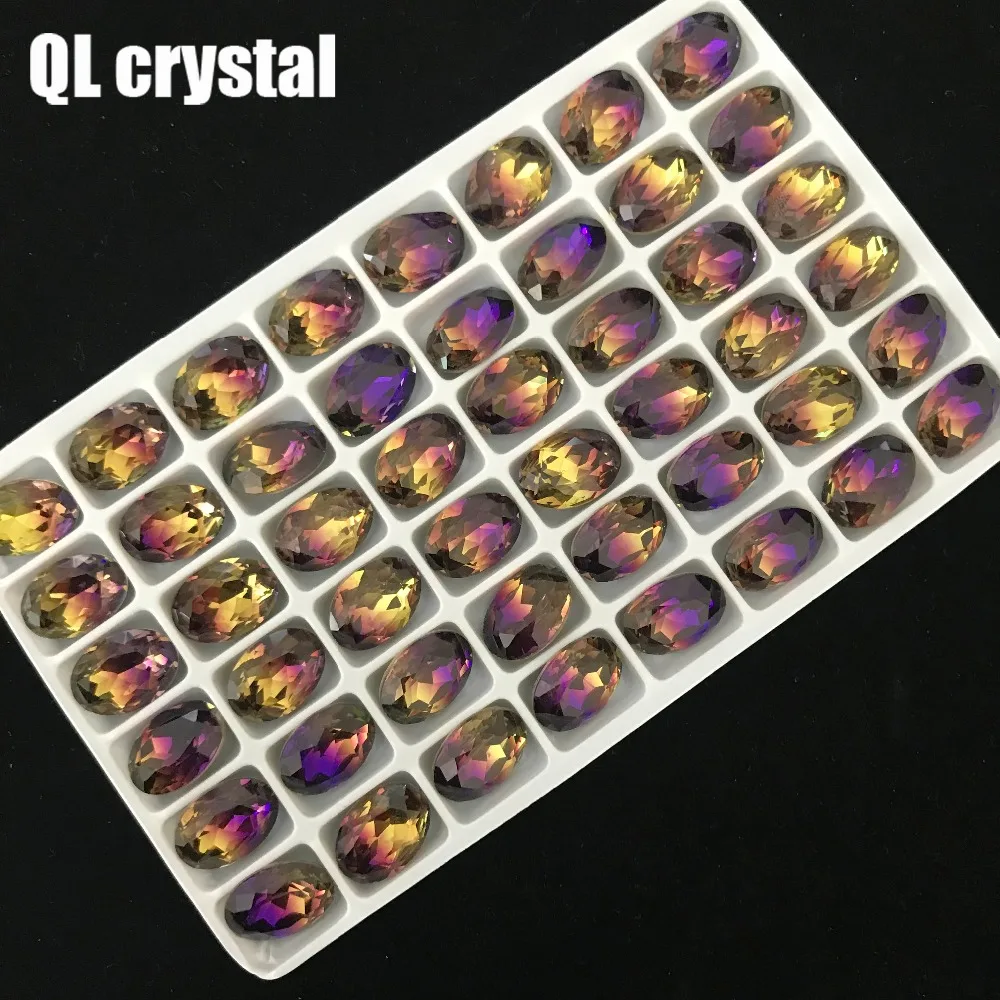 10x14mm Oval Tourmaline Glass Crystal Pointback Fancy Stone for DIY garment bags shoes Jewelry accessory | Дом и сад