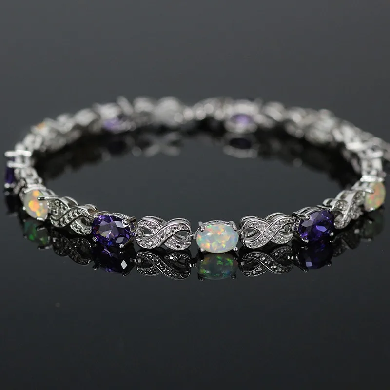 

SZ0005 Trendy Fire Opal Gem Purple Stone Bracelets for Women Elegant Jewelry Best Gift for Lovers Wedding