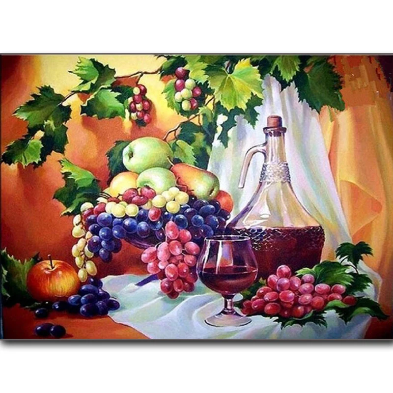

Full Square/Round Drill 5D DIY Diamond Painting "Fruit & wine" Embroidery Cross Stitch Mosaic Home Decor gift