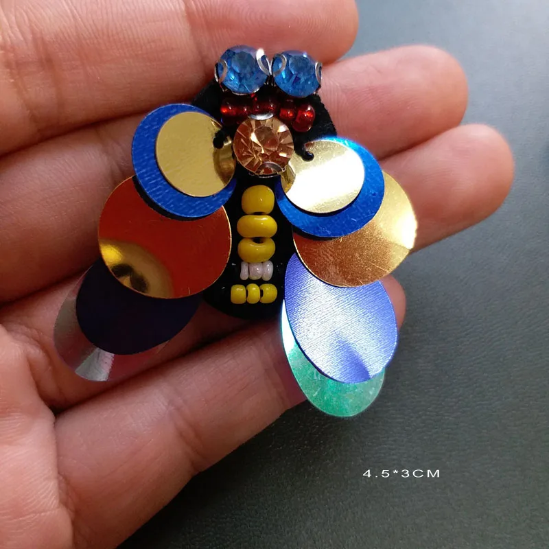 3 шт./лот нашивки со стразами и бисером для одежды блестки вышивка заплатка пчела