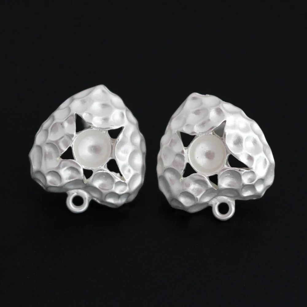 silver matte Серьги-столбы соединители Linker Висячие на качественном матовом золотом серебряном цвете металл, сердечки DIY женские серьги делая 5 цветов - Цвет: silver matte