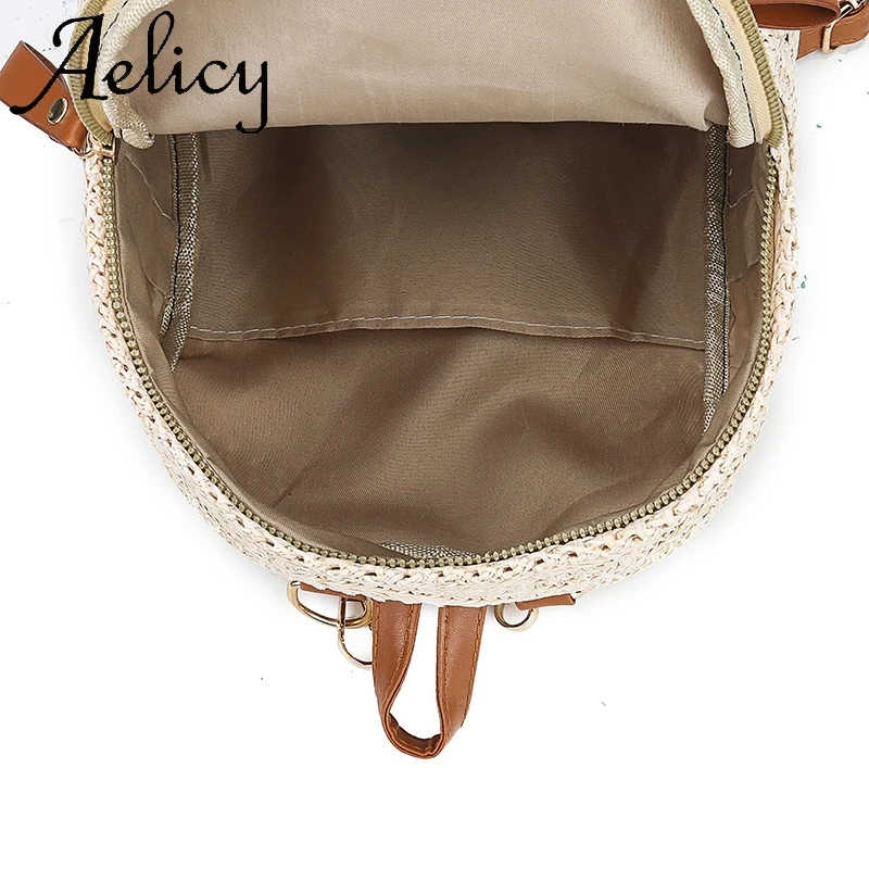 Aelicy, женская Соломенная Сумка, модная тканая мини сумка через плечо, женский рюкзак, высокое качество, Твердая Сумка, карман для телефона